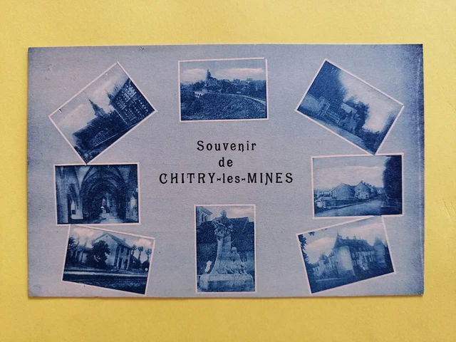 cpa Bourgogne Souvenir de CHITRY les MINES (Nievre) Vue Gare Monument Chateau