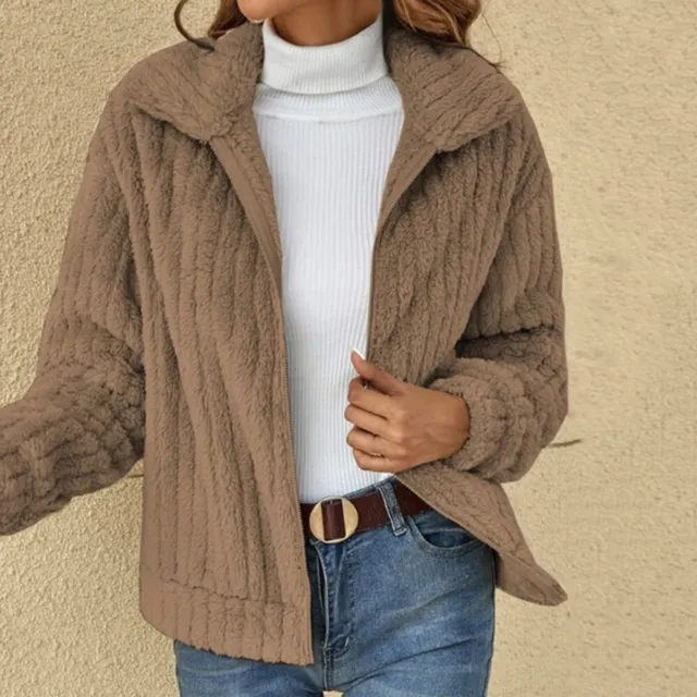 Peluche style vintage veste femme fausse fourrure manteau d'hiver manches longue