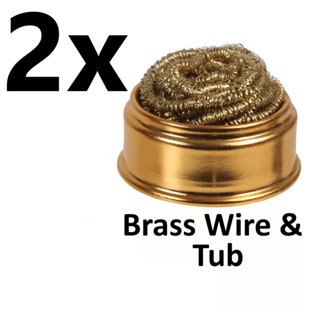 2x Brass Soldering Iron Tip Wire Nozzle Scrub Cleaner Wool Ball Sponge Holder UK
