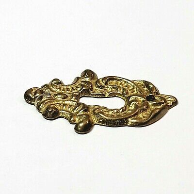 Vintage Ornate Brass Skeleton Key hole Escutcheon Salvage Hardware 1 3/4" 3