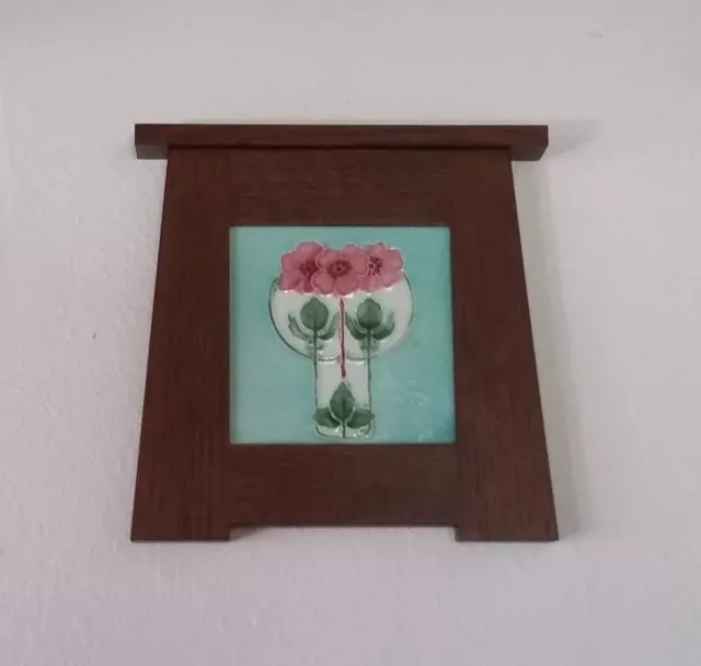 T & R Boote Antique English Art Nouveau Tile w/ Arts & Crafts Frame