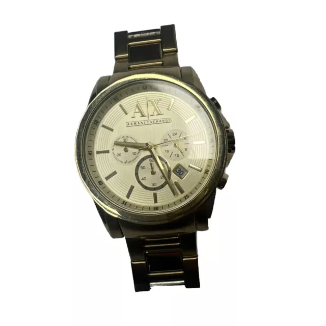 Armani Exchange Mens Chronograph Watch, Gold Dial, Gold Stainless Steel Band