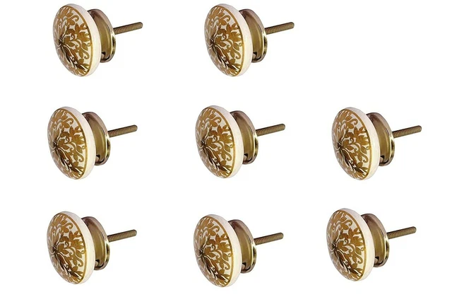 Céramique Porte Poignées Boutons Pour Tiroir Commode Armoire - Set De 8 (Doré)