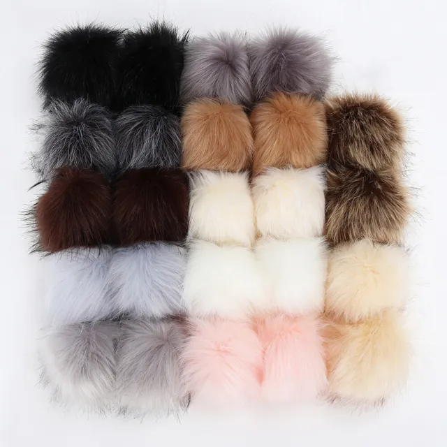 12PCS Faux Fur Pom Poms for Knitting Hats Fluffy Balls Keychains Shoes Bag Craft