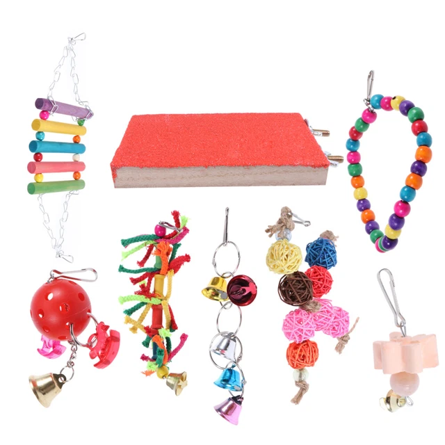 8 stücke papagei spielzeug langlebig bunte safe kreative lustige rattan