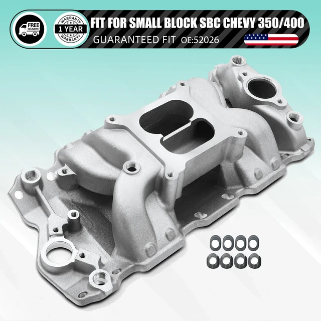 ALUMINUM DUAL PLANE Air Gap Intake Manifold for Chevy 350 400 Small