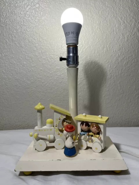 Vintage Musical Wood Circus Train Carnival Animal’s Lamp With Dual Night Light