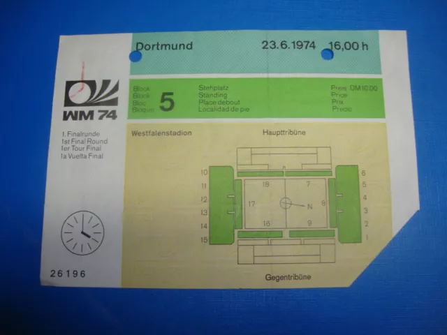 WM WC 1974 Ticket Bulgarien Holland Deutschland Germany Eintrittskarte Sammler