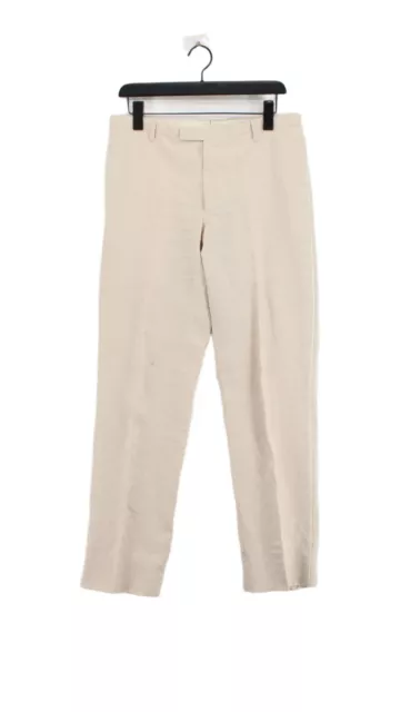 Lanvin Men's Suit Trousers W 32 in Cream Linen with Cotton Straight Dress Pants