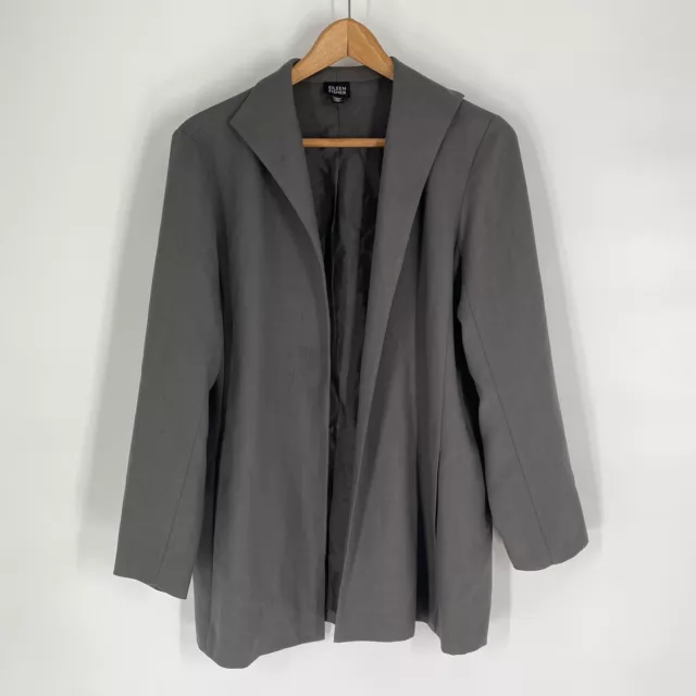 Eileen Fisher Womens Gray Wool Open Front Blazer Jacket Size M