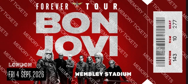 MOCK TICKET BON Jovi Forever Tour 2026 Personalised Gift Souvenir £4.91