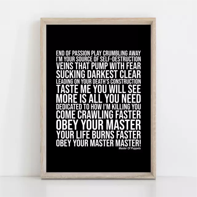 Metallica MASTER OF PUPPETS Song Lyrics Poster Print Wall Art