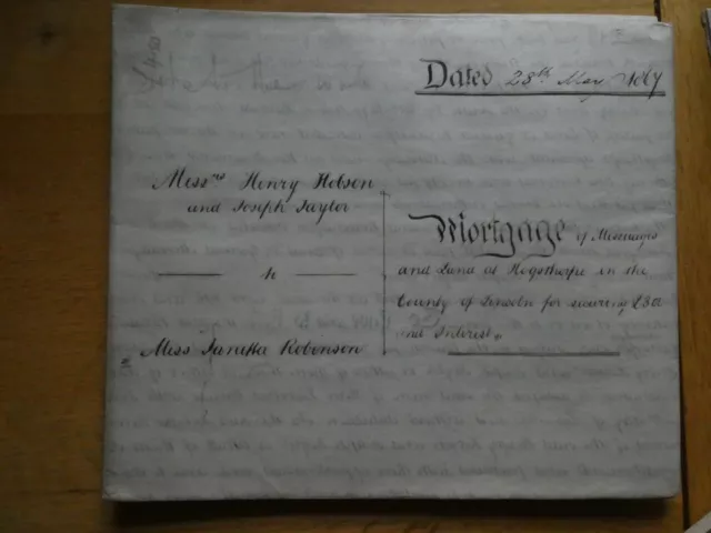 1867 2 Sheet Document: Mortgage Hobson Taylor Robinson HOGSTHORPE Lincolnshire