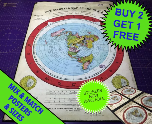 Gleason's New Standard Map of the World • Giclée Print • Flat Earth • A4 - A1