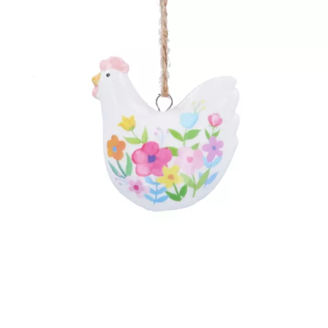 Gisela Graham Ceramic Floral Pastel Hen Hanging Easter Decoration Home Decor