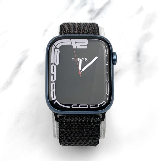 Apple Watch Series 7 41mm Blue Aluminium with Black Nylon Loop GPS