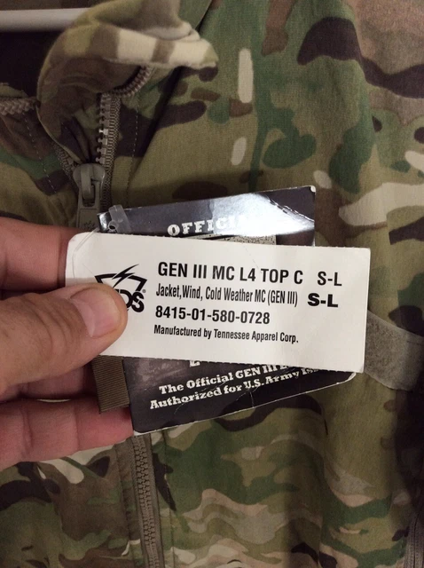 US Army Multicam Jacket Wind Cold Weather Size Small Long NWT 2