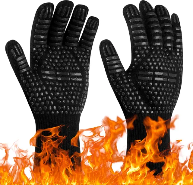 Black Welders Gauntlets Extreme Heat Resistant |BBQ|TIG|MIG Welding Gloves