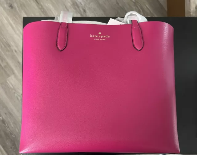 New Kate Spade Ava Reversible Tote Double Faced Leather Plum Wine