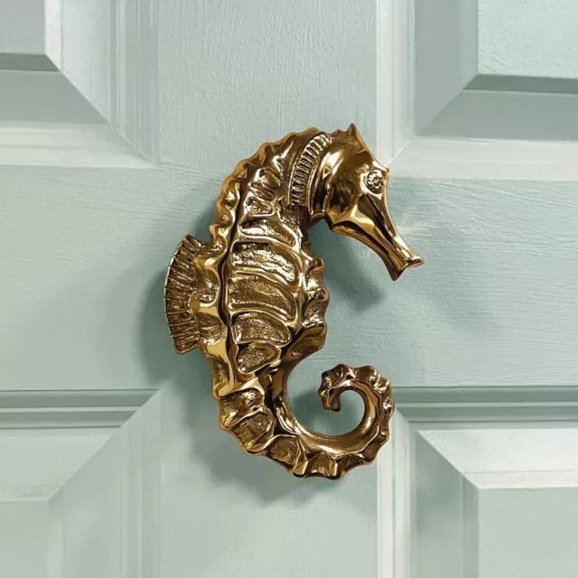 Seahorse Door Knocker by Michael Healy - Brass Finish (Premium Size)