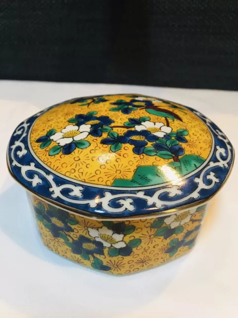 Vintage Takahashi San Francisco Trinket  Box: Beautiful Kutani hand painted 