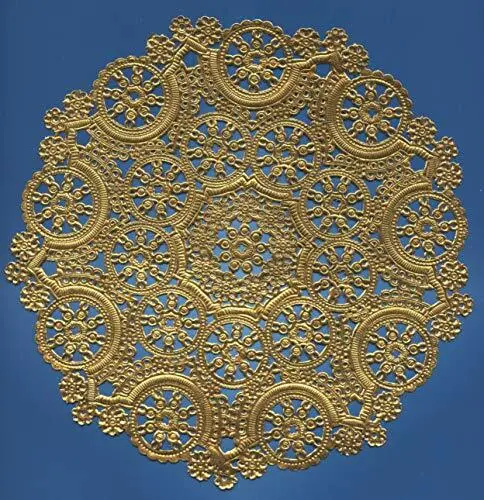 Royal Consumer Lace Round Foil Doilies Gold 10-Inch Pack of 8 B26511