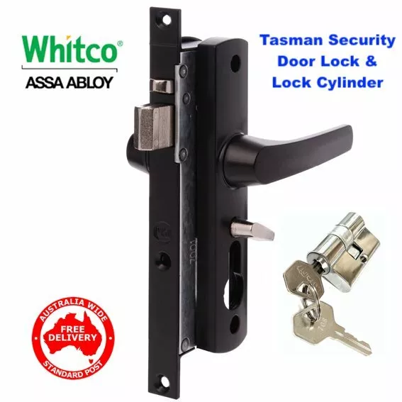 Security Door Lock-WHITCO TASMAN MK2 Screen W892117 Black WITH CYL-FREE POSTAGE