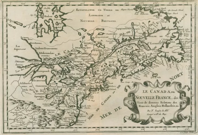 Kanada Original Kupferstich Landkarte Sanson 1683