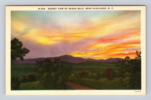 Highlands NC-North Carolina, Sunset View Rabun Bald, Antique Vintage Postcard