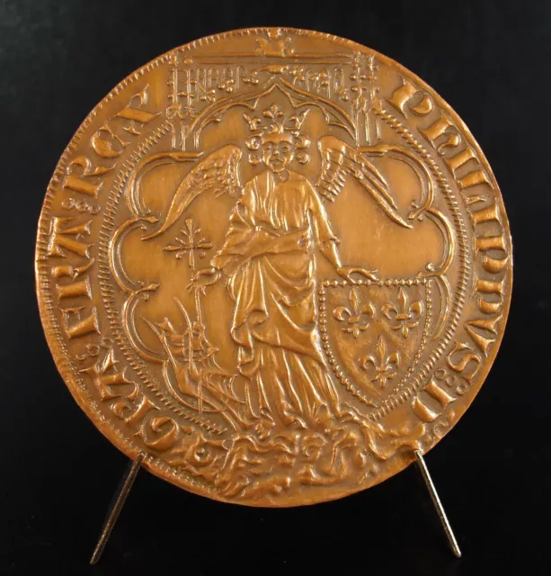 Medalla Ap Ángel de Oro De Felipe VI De Valois 1341 Re 1971 Cobre St Michel