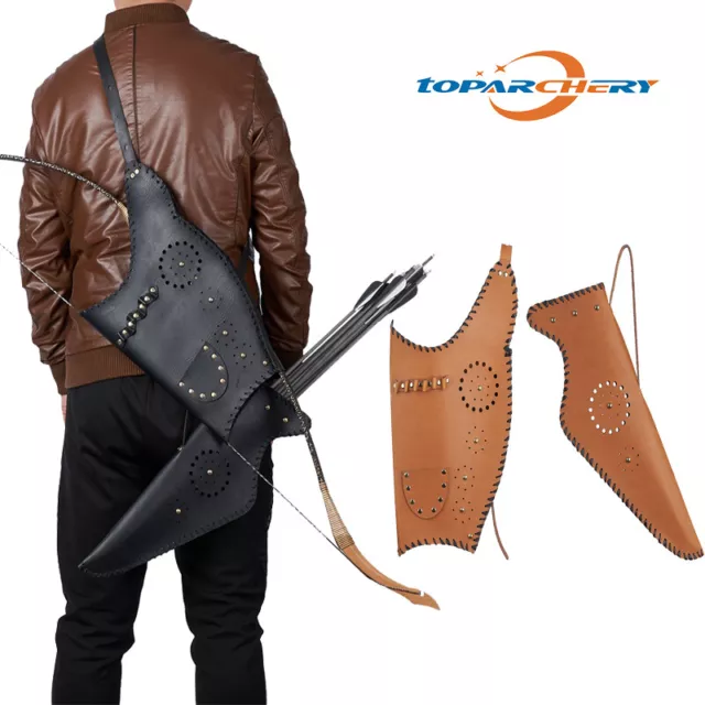 Archery Bow & Arrow Bag Suit Leather Back Quiver Holder Traditional Recurve Bow