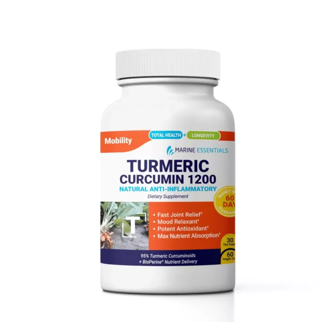 Turmeric Curcumin 1200: Antioxidant and for Fast Joint Relief - 1 Bottle