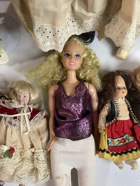 Vintage Doll Lot Porcelain Plastic Bisque Cloth Mystery Scary Dolls Glass Eyes 3