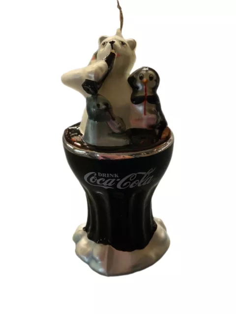 Coca Cola Floating Festivities glass ornament polar bear penguin soda glass