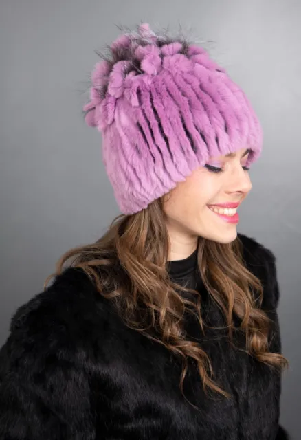 673 New Wonderful Real Rex Chinchilla Hat Luxury Fur Beautiful Look