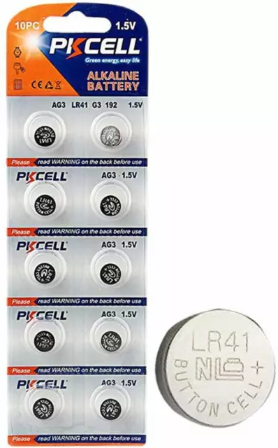 PKCELL LR41 Battery AG3 L736 LR736 SR41 192 384 392 1.5V Alkaline Battery  for Thermometer 30pcs