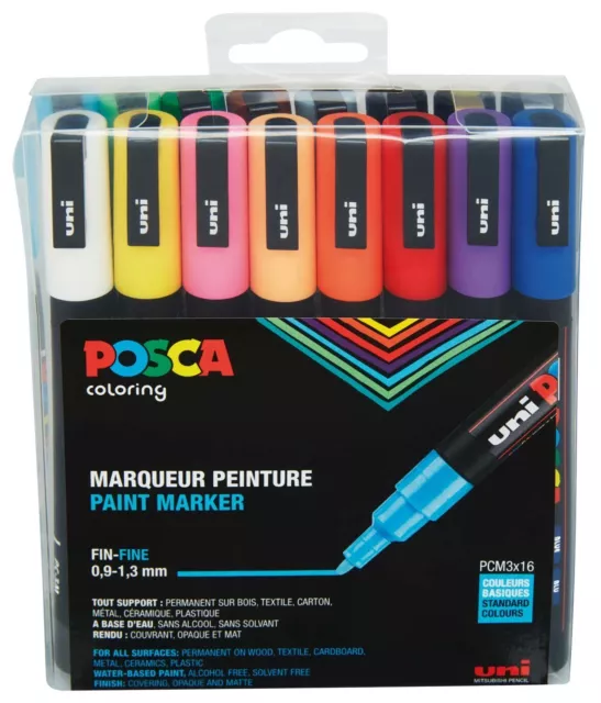 POSCA Pigmentmarker POSCA PC-3M 16er Etui sortiert