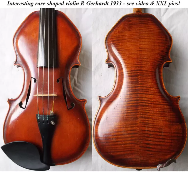 OLD RARE SHAPED VIOLIN P. GERHARDT - video - バイオリン ANTIQUE MASTER скрипка 241