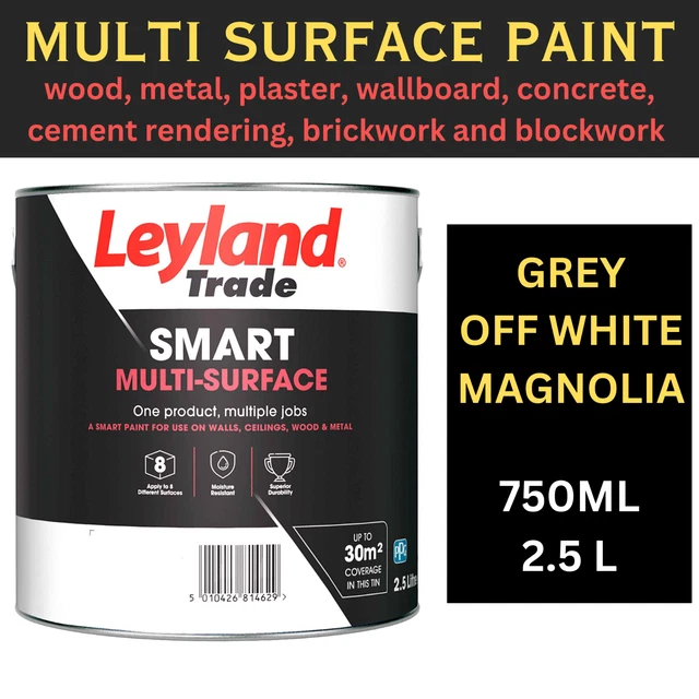 LEYLAND SMART MULTI Surface Paint Wall Ceiling Metal Wood Grey Magnolia