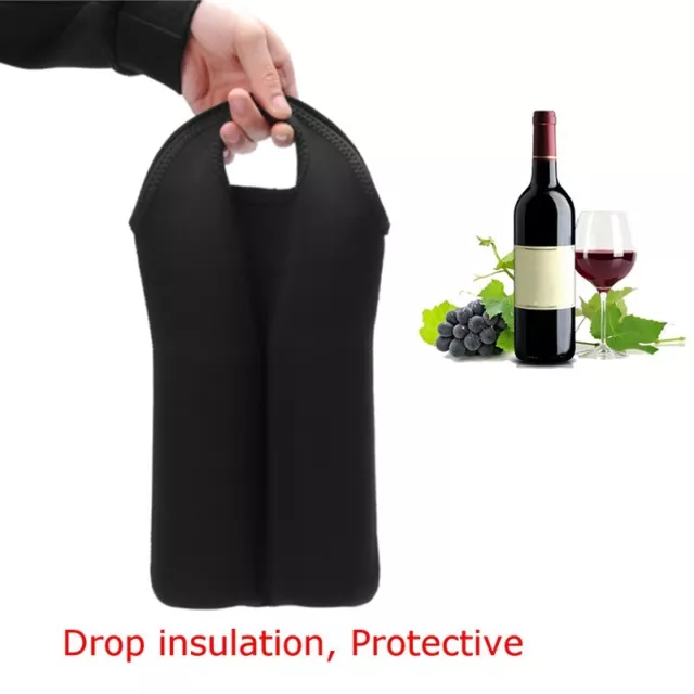 Portable Padded 2 Bottle Wine Carrier Tote Bag For Camping Beach Party Picnic UK
