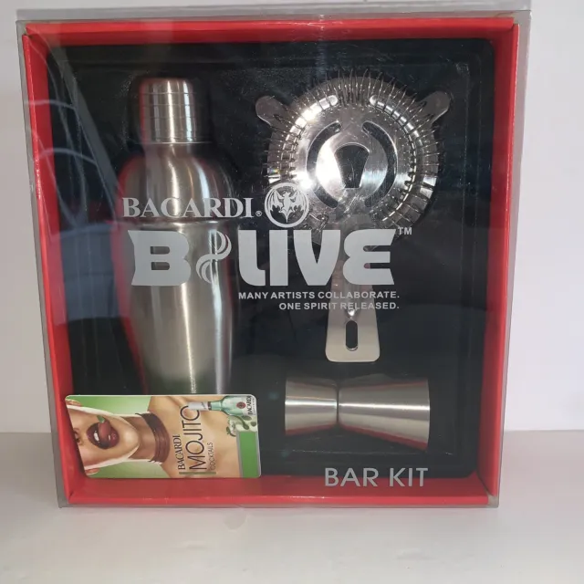 Bacardi B-Live - 3-Piece Promo Cocktail Shaker Barware Kit *New*