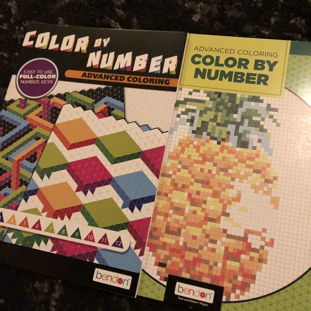 COLOR BY NUMBER Advanced Coloring Book 14 Illustrations by Bendon LOT