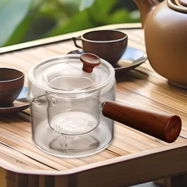Théière en verre pour thé en feuilles, petite passoire amovible avec poignée