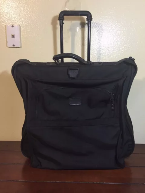 Tumi Vintage Black ballistic Nylon Wheeled Rolling Garment Bag Suitcase USA