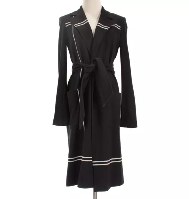 Iris Setlakwe NWOT Mid-Length Trench Coat Size 6 Black/White Viscose/Wool Blend