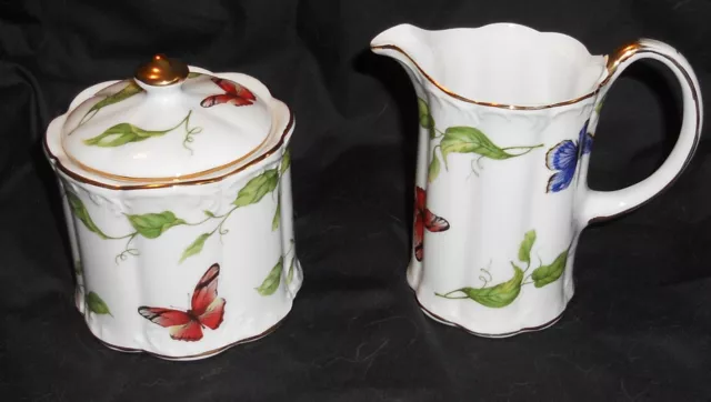 Godinger & Co. ~ Creamer and Sugar Bowl ~ Butterfly Pattern Very Good Condition