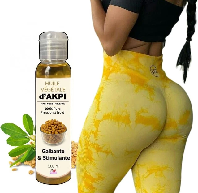 Huile D'Akpi 100% Naturelle Pour Galber Fessier, Hanches, Poitrine - I Love My Popotin, 100 Ml, Côte D'Ivoire