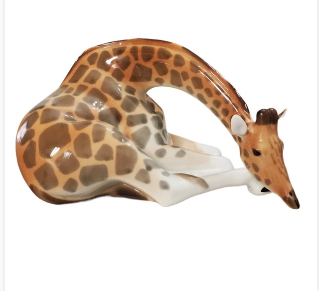 Vintage Lomonosov Russian Porcelain  Giraffe Figurine Statue LARGE Resting
