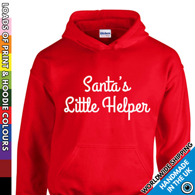 Childrens Santas Little Helper Christmas Funny Hoodie - Kids Boy Girl Xmas Hood