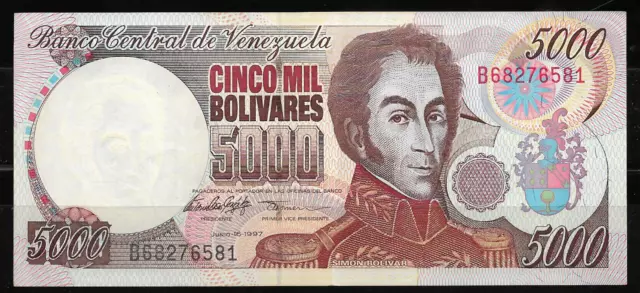 Venezuela. Escaso Billete De 5000 Bolívares. 1997. Ebc++